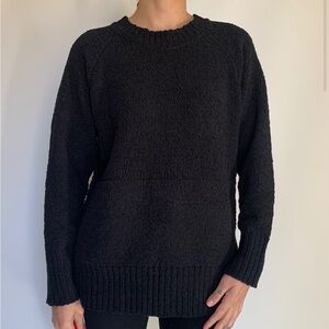 Revolve X Plush Cozy Knit Oversized Crew Neck Sweater with Pockets Black